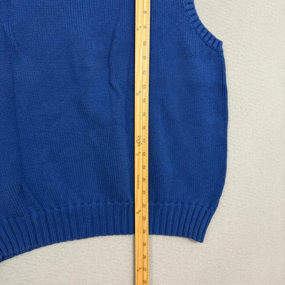 Polo Ralph Lauren Sweater Vest Mens Large Blue Cotton V-Neck Knit Pullover Pony